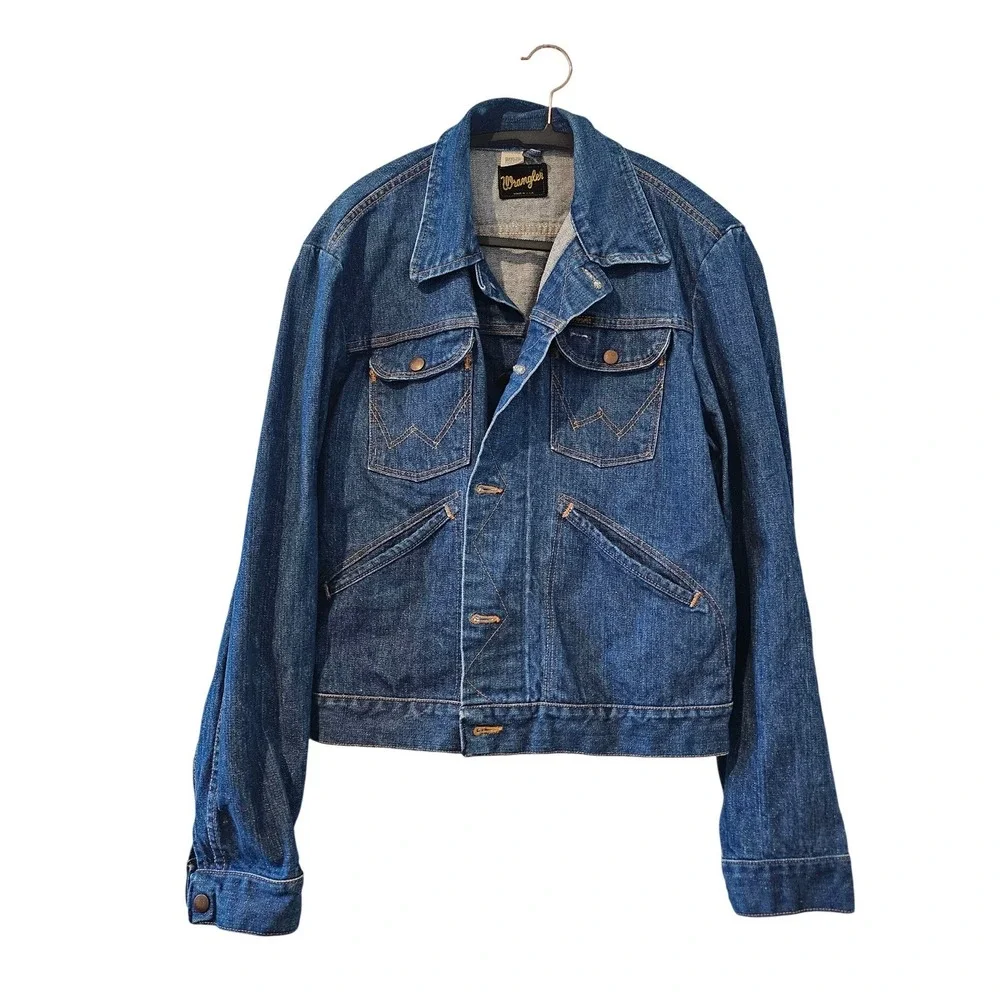 Vintage Wrangler Denim Jacket Made in USA Blue Trucker Western‎ Jean Jacket 42